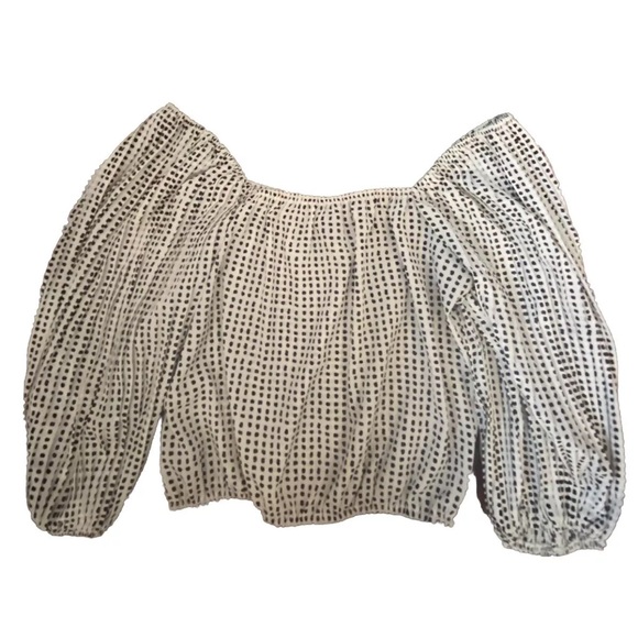 NWT Lucy Paris Off The Shoulder Top Blouse Pleated Balloon Sleeves Size XS - Picture 11 of 15